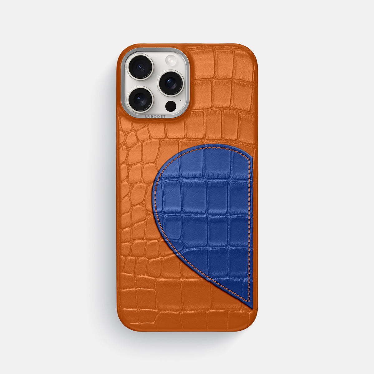Orange iPhone 16 Pro Max Classic Case Alligator with Steel Metal -1 | Orange-Steel