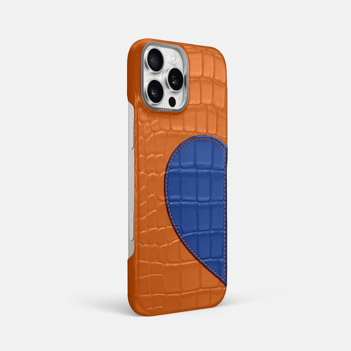 Orange iPhone 16 Pro Max Classic Case Alligator with Steel Metal -2 | Orange-Steel