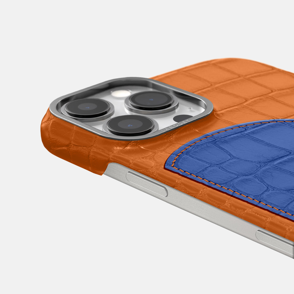 Orange iPhone 16 Pro Max Classic Case Alligator with Steel Metal -5 | Orange-Steel