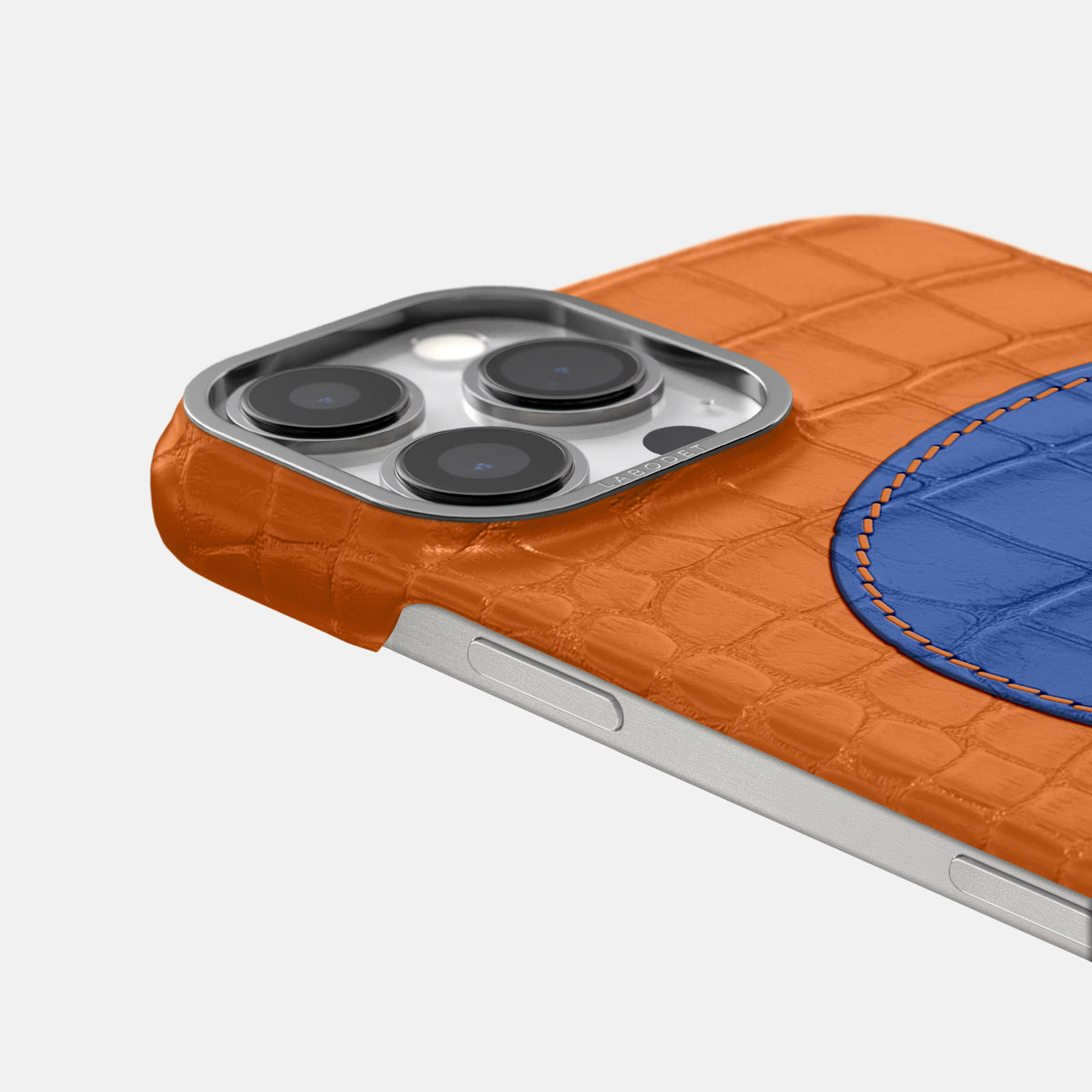 Orange iPhone 16 Pro Max Classic Case Alligator with Steel Metal -5 | Orange-Steel