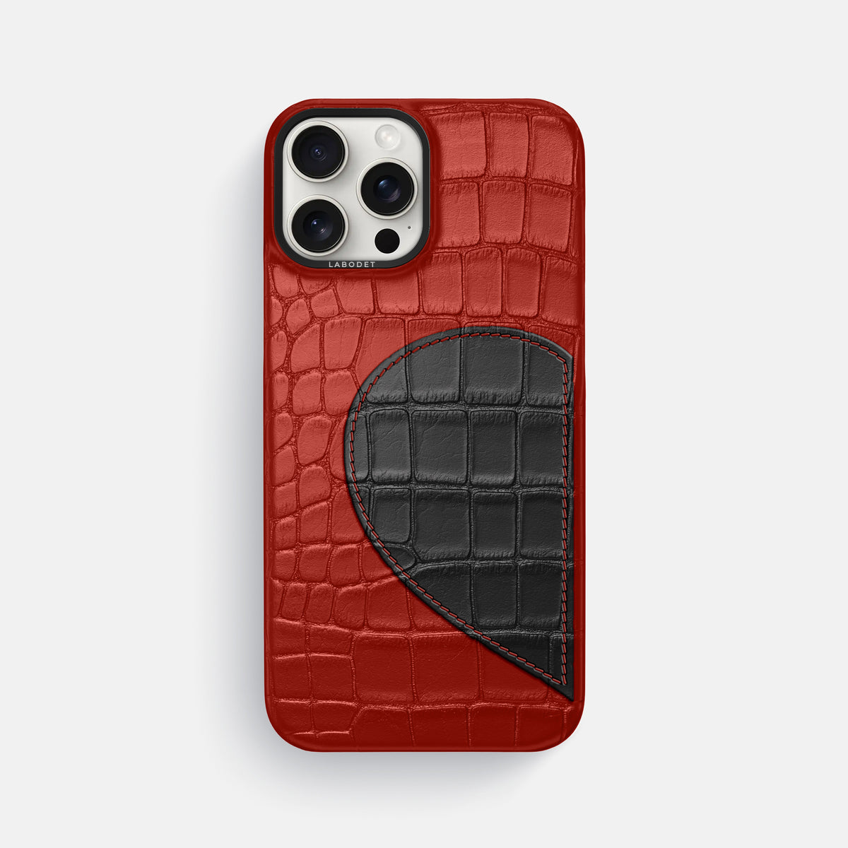 Red iPhone 16 Pro Max Classic Case Alligator with Black Metal -1 | Red-Black
