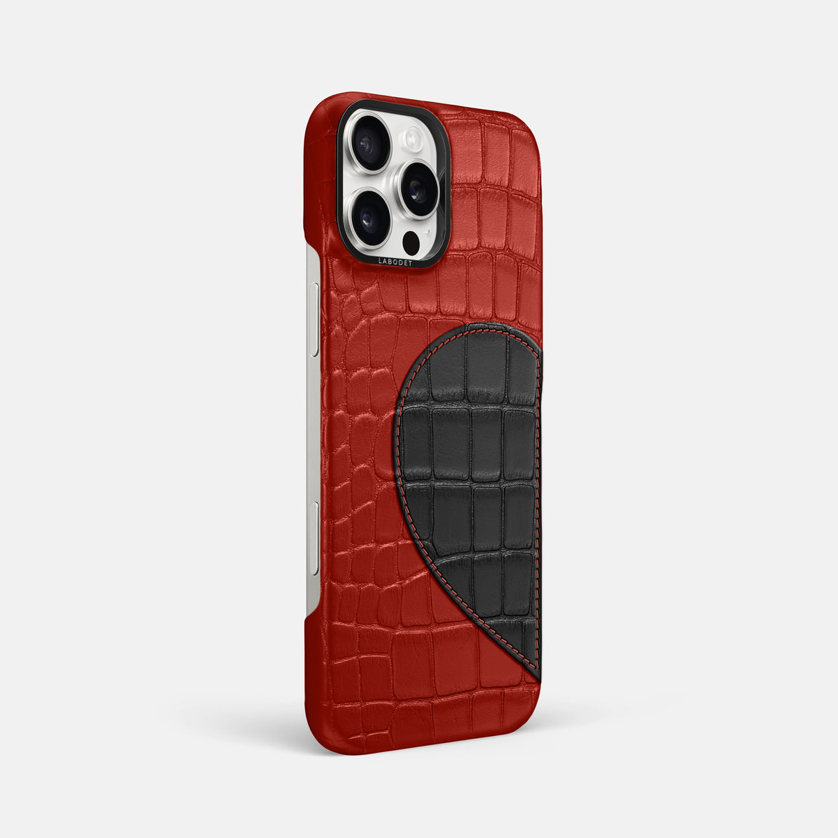 Red iPhone 16 Pro Max Classic Case Alligator with Black Metal -2 | Red-Black