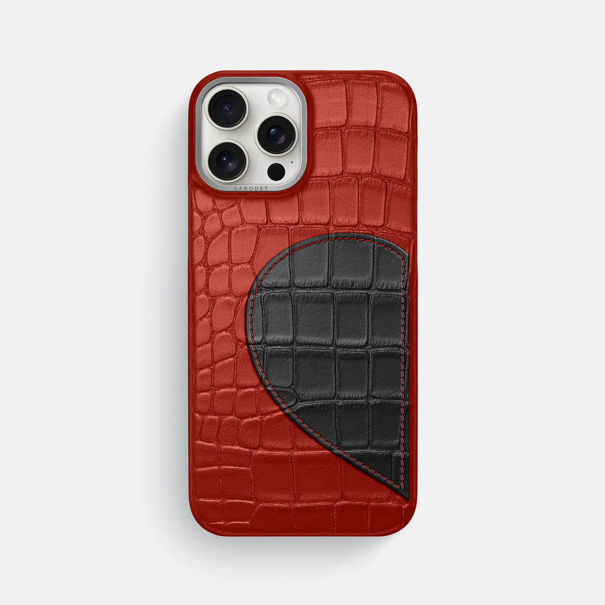 Red iPhone 16 Pro Max Classic Case Alligator with Steel Metal -1 | Red-Steel