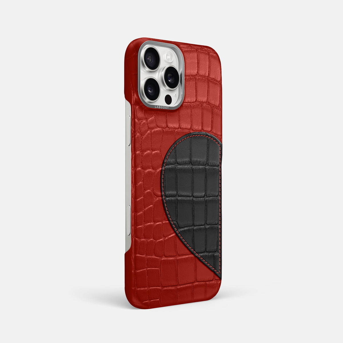 Red iPhone 16 Pro Max Classic Case Alligator with Steel Metal -2 | Red-Steel
