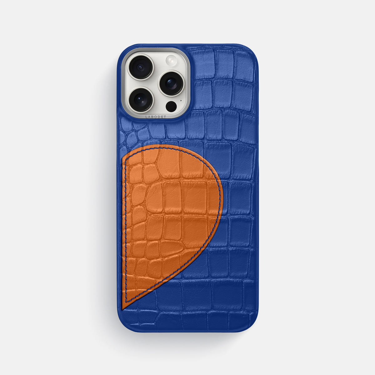 Royal Blue iPhone 16 Pro Max Classic Case Alligator with Steel Metal -1 | Royal-Blue-Steel