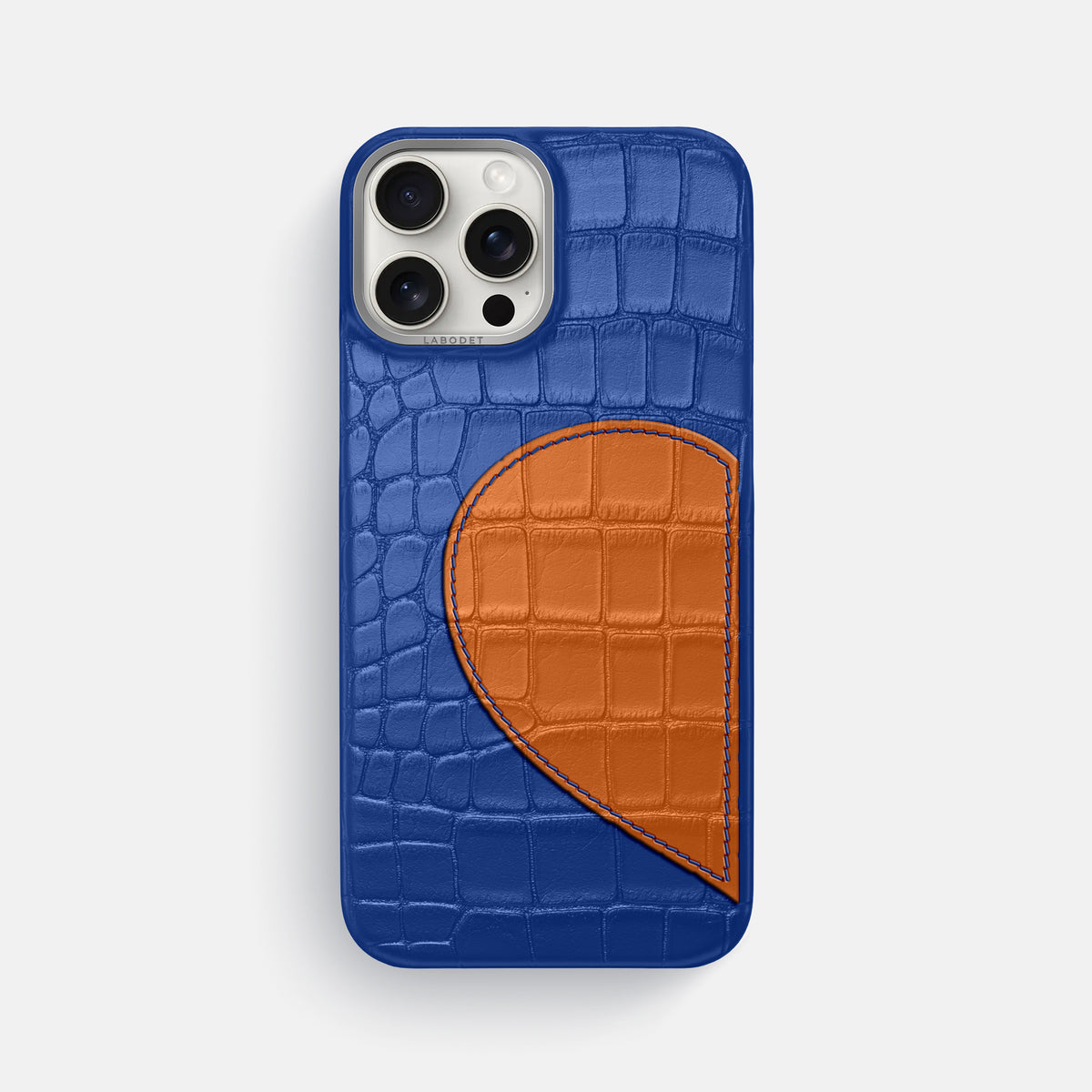 Royal Blue iPhone 16 Pro Max Classic Case Alligator with Steel Metal -1 | Royal-Blue-Steel