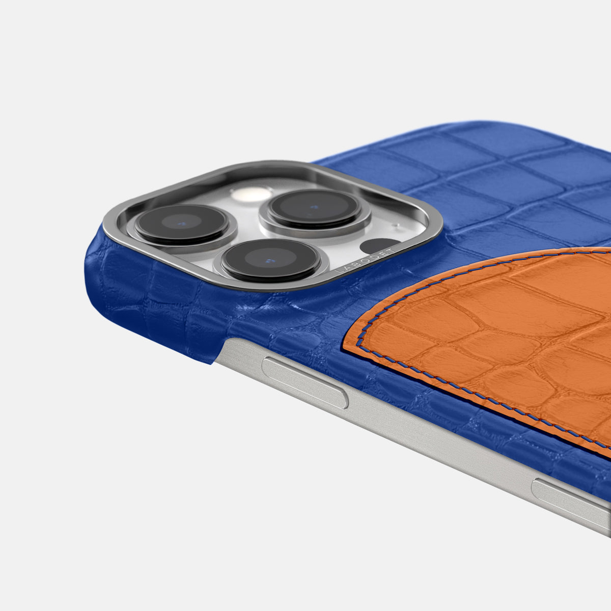 Royal Blue iPhone 16 Pro Max Classic Case Alligator with Steel Metal -5 | Royal-Blue-Steel