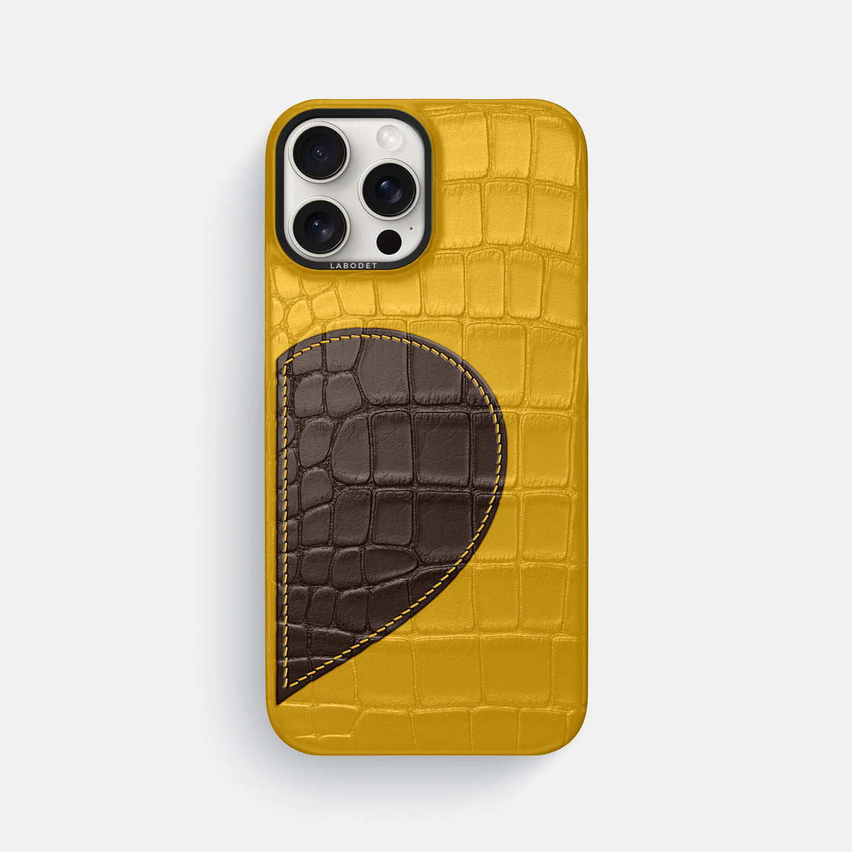 Yellow iPhone 16 Pro Max Classic Case Alligator with Black Metal -1 | Yellow-Black