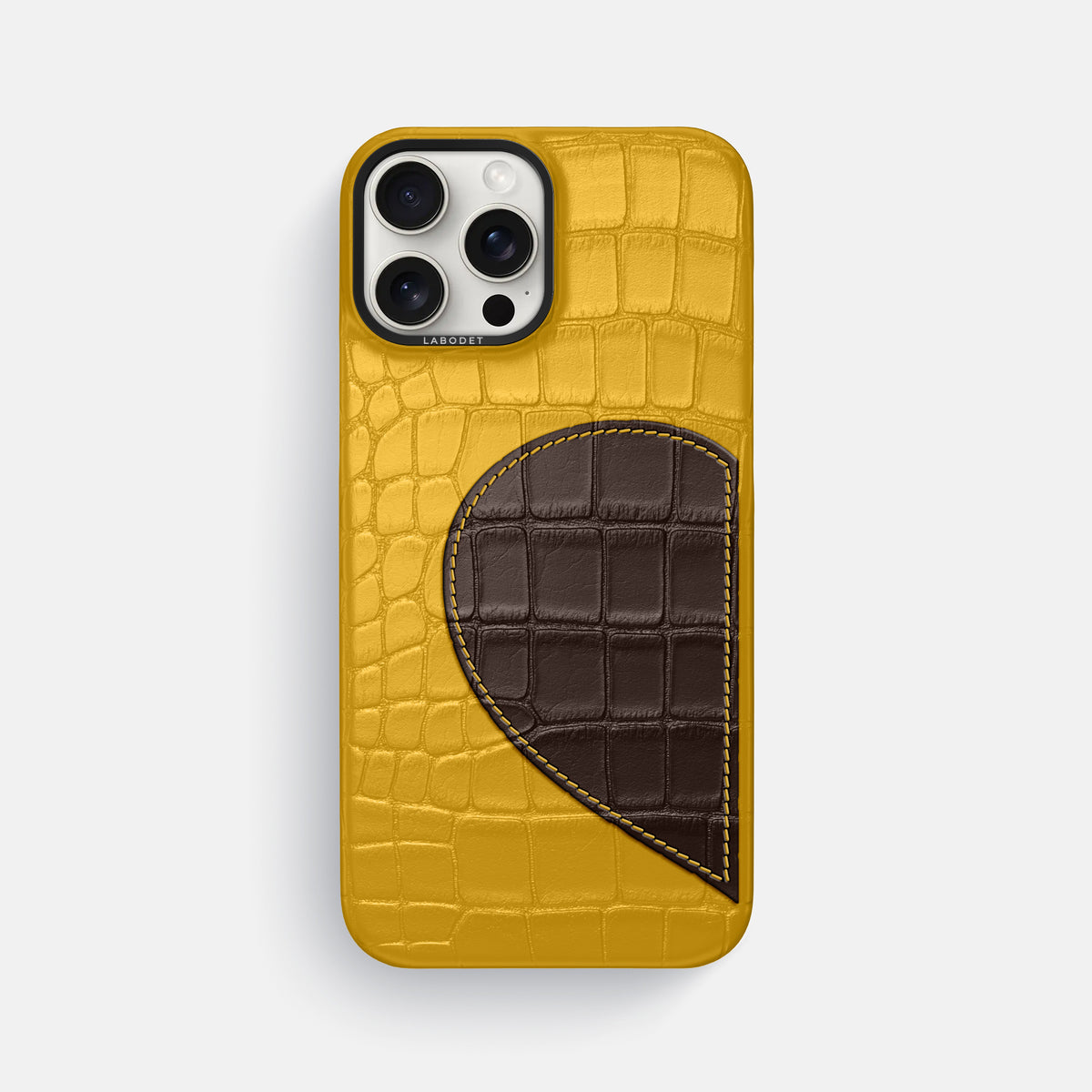 Yellow iPhone 16 Pro Max Classic Case Alligator with Black Metal -1 | Yellow-Black