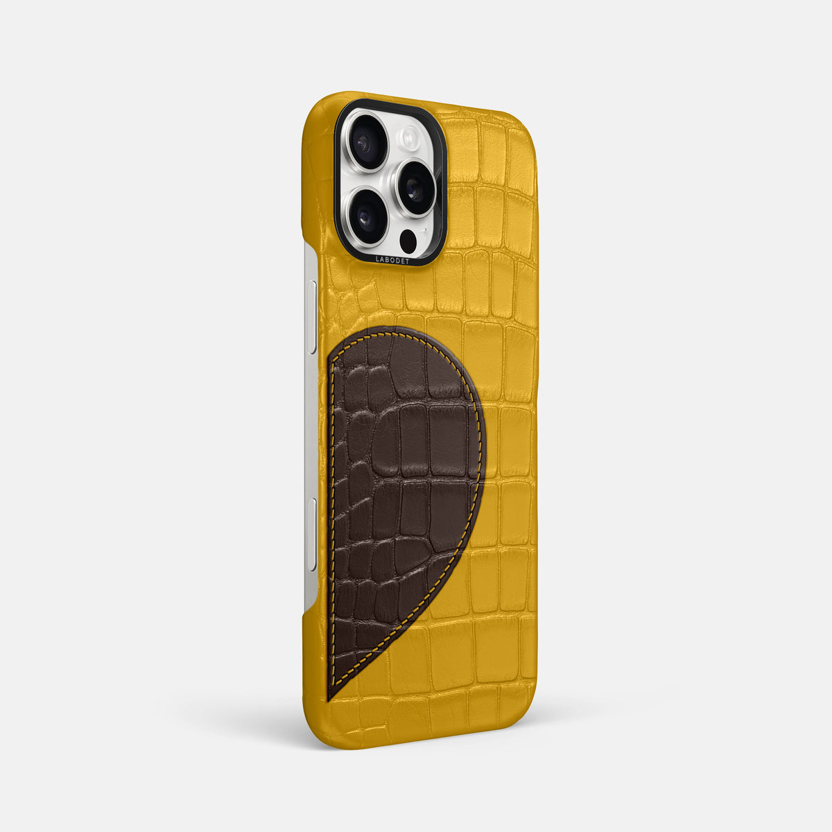 Yellow iPhone 16 Pro Max Classic Case Alligator with Black Metal -2 | Yellow-Black