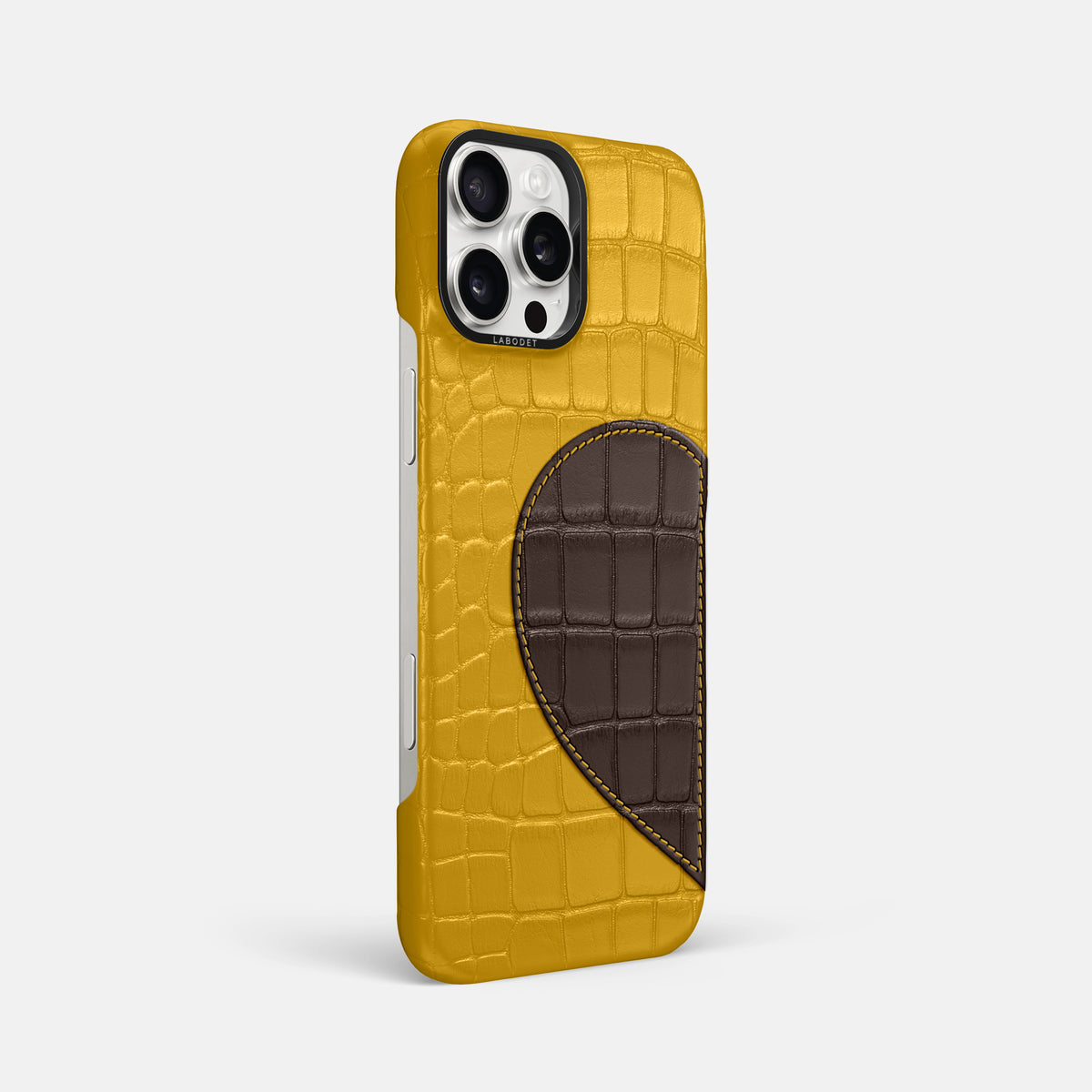 Yellow iPhone 16 Pro Max Classic Case Alligator with Black Metal -2 | Yellow-Black