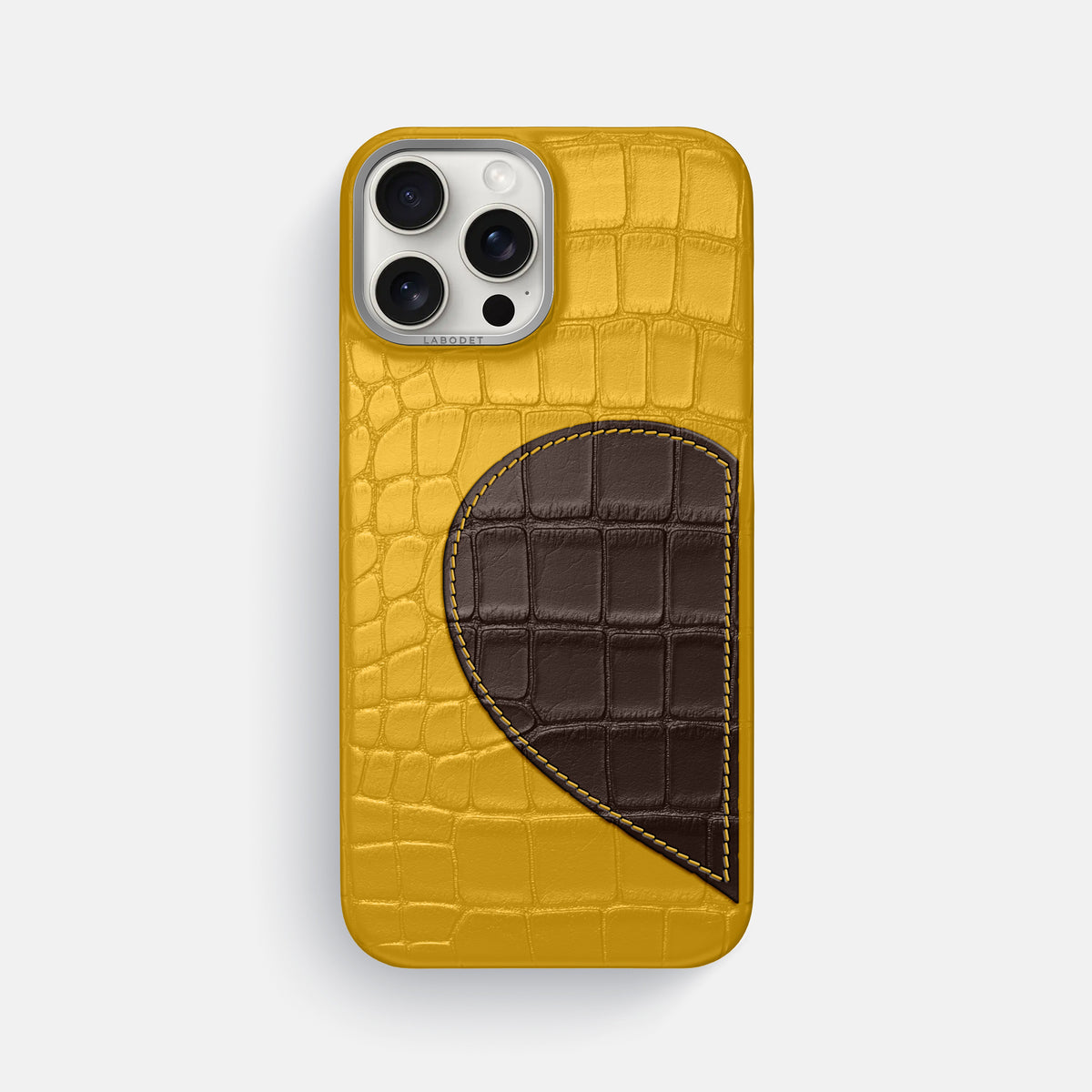 Yellow iPhone 16 Pro Max Classic Case Alligator with Steel Metal -1 | Yellow-Steel