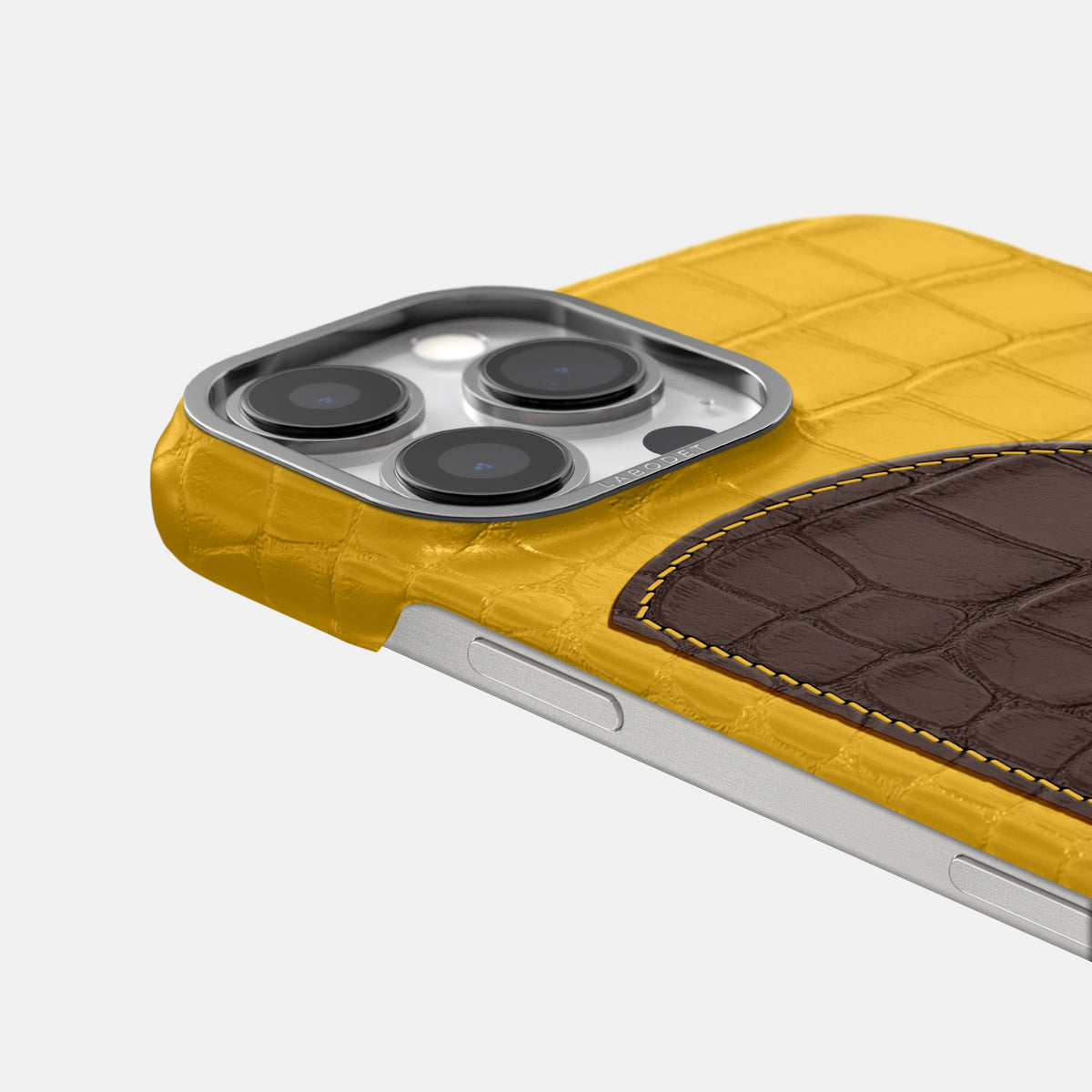 Yellow iPhone 16 Pro Max Classic Case Alligator with Steel Metal -5 | Yellow-Steel