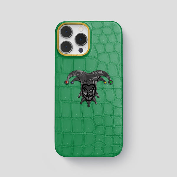 Classic Case With Carbon Joker For iPhone 15 Pro Max In Porosus Crocodile
