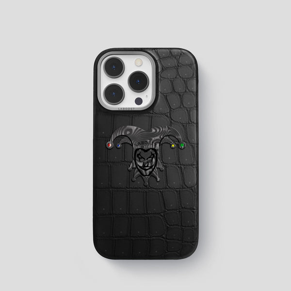 Classic Case With Carbon Joker For iPhone 15 Pro In Porosus Crocodile
