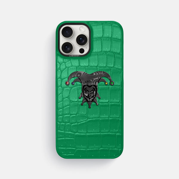 Classic Case With Carbon Joker For iPhone 16 Pro Max In Porosus Crocodile