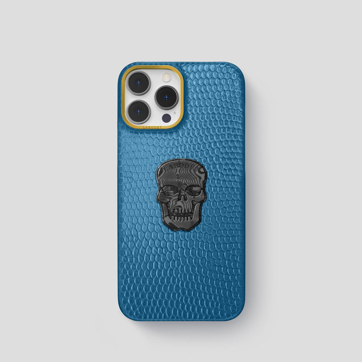 Blue iPhone 14 Pro Classic Case with Gold Metal -1 | Blue-Gold