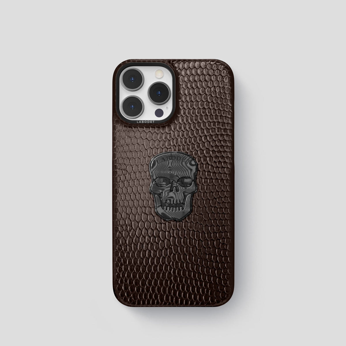 Brown iPhone 14 Pro Classic Case with Black Metal -1 | Brown-Black