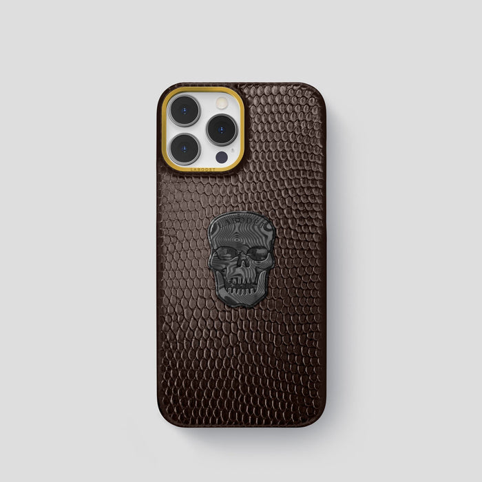 Brown iPhone 14 Pro Classic Case with Gold Metal -1 | Brown-Gold