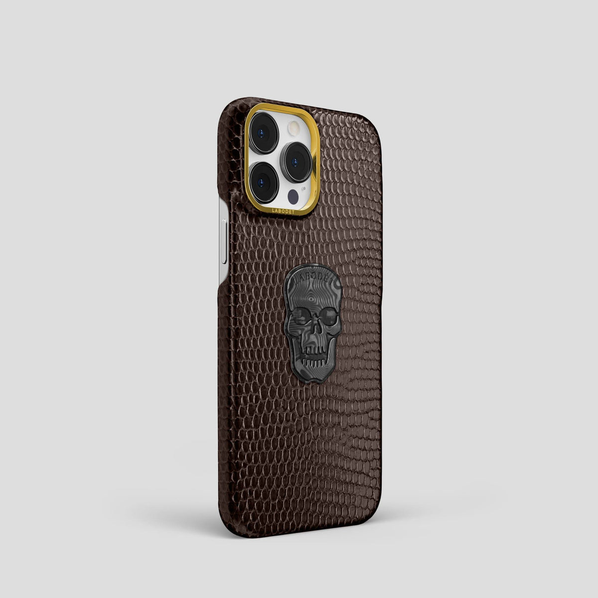 Brown iPhone 14 Pro Classic Case with Gold Metal -2 | Brown-Gold