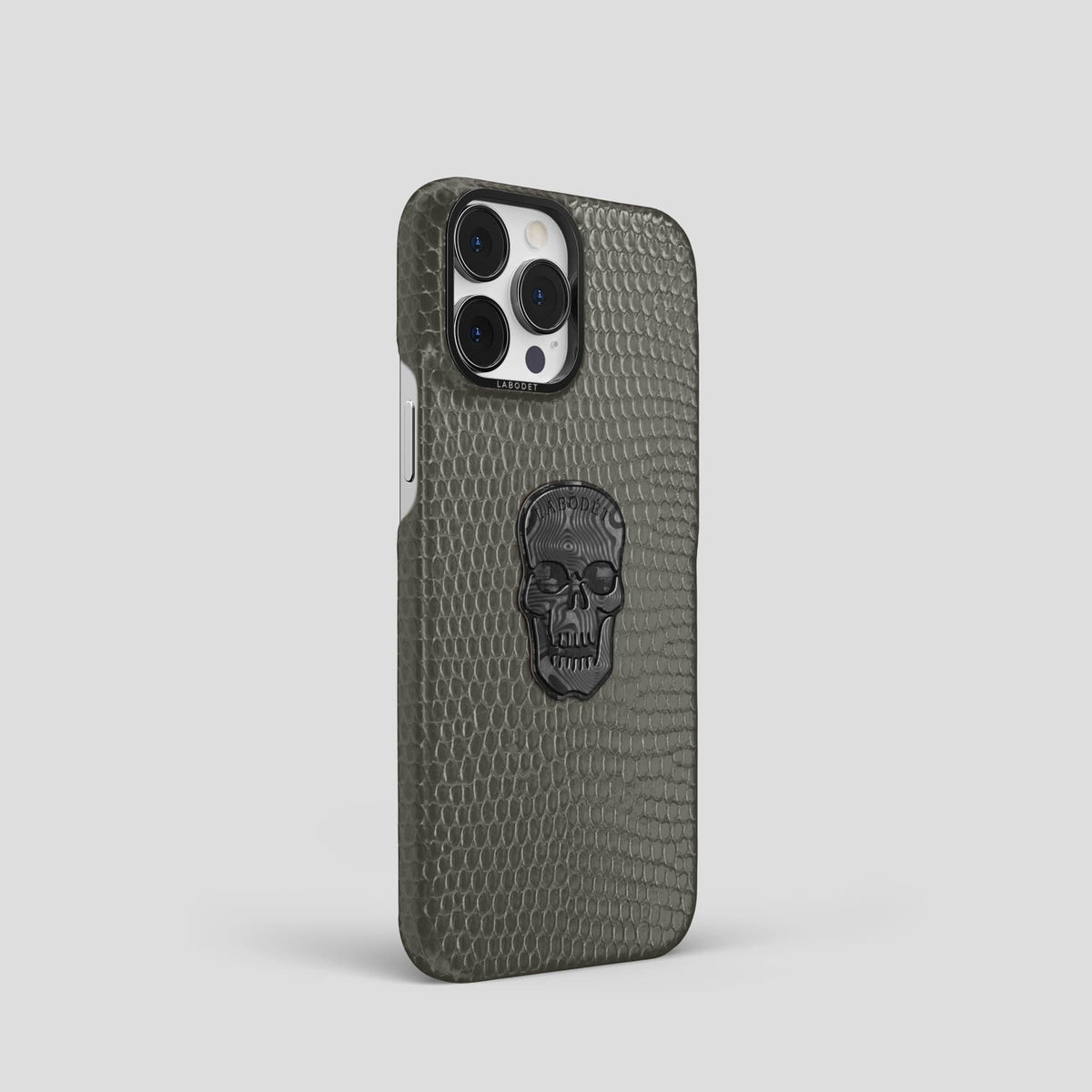 Grey iPhone 14 Pro Classic Case with Black Metal -2 | Grey-Black