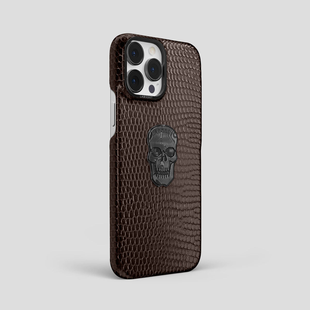 Brown iPhone 14 Pro Max Classic Case with Black Metal -2 | Brown-Black