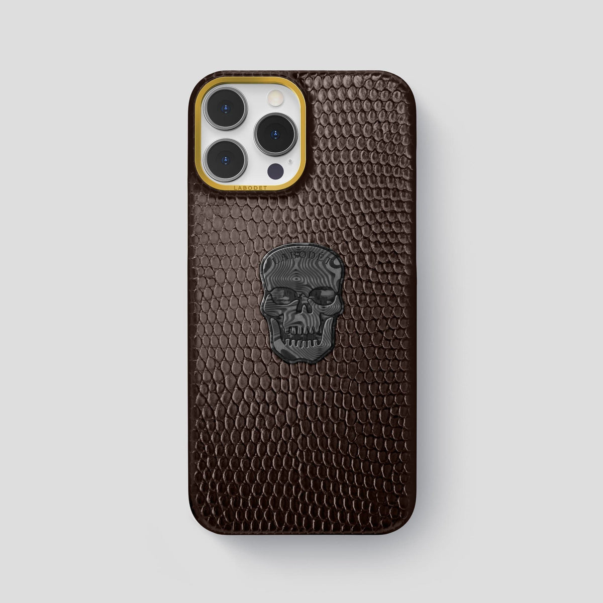 Brown iPhone 14 Pro Max Classic Case with Gold Metal -1 | Brown-Gold