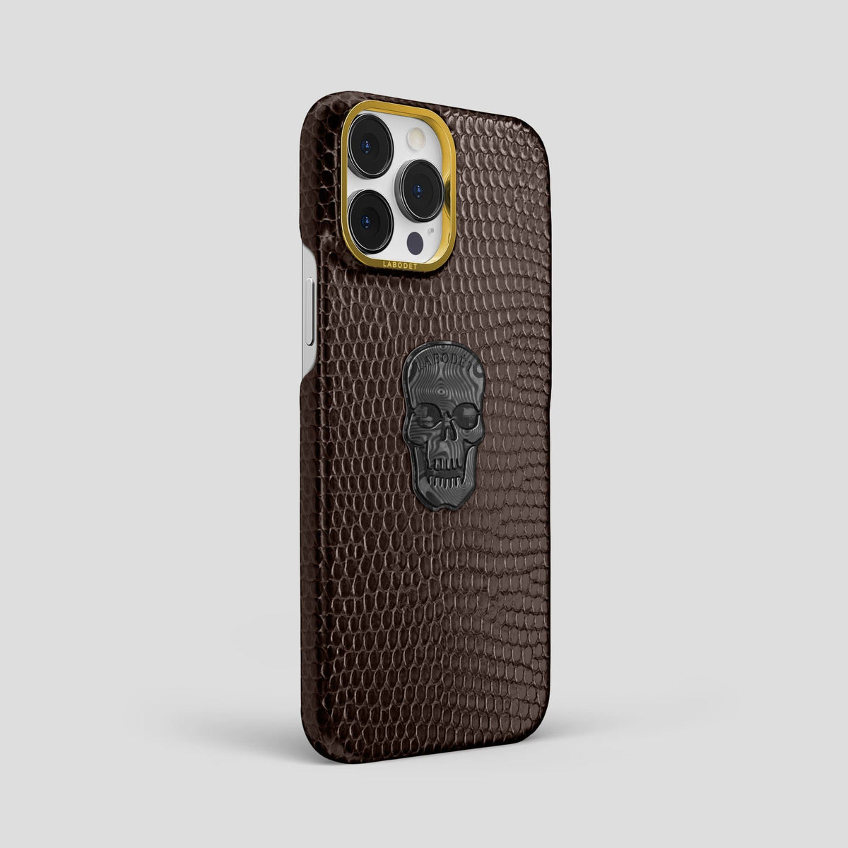 Brown iPhone 14 Pro Max Classic Case with Gold Metal -2 | Brown-Gold