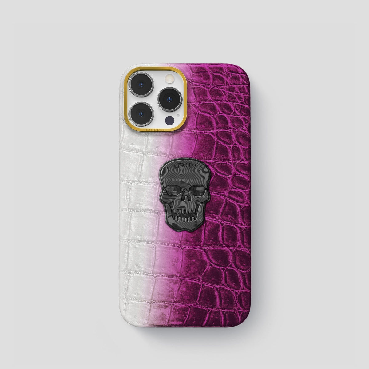 Fuchsia iPhone 14 Pro Himalaya Classic Case with Gold Metal -1 | Fuchsia-Gold
