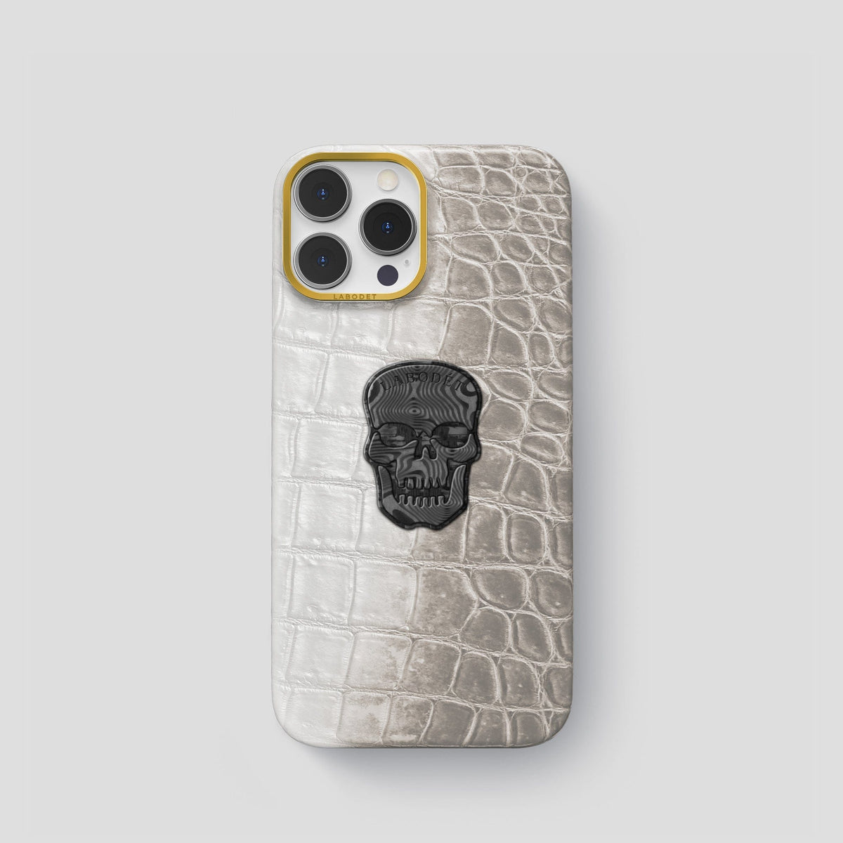 Grey iPhone 14 Pro Himalaya Classic Case with Gold Metal -1 | Grey-Gold