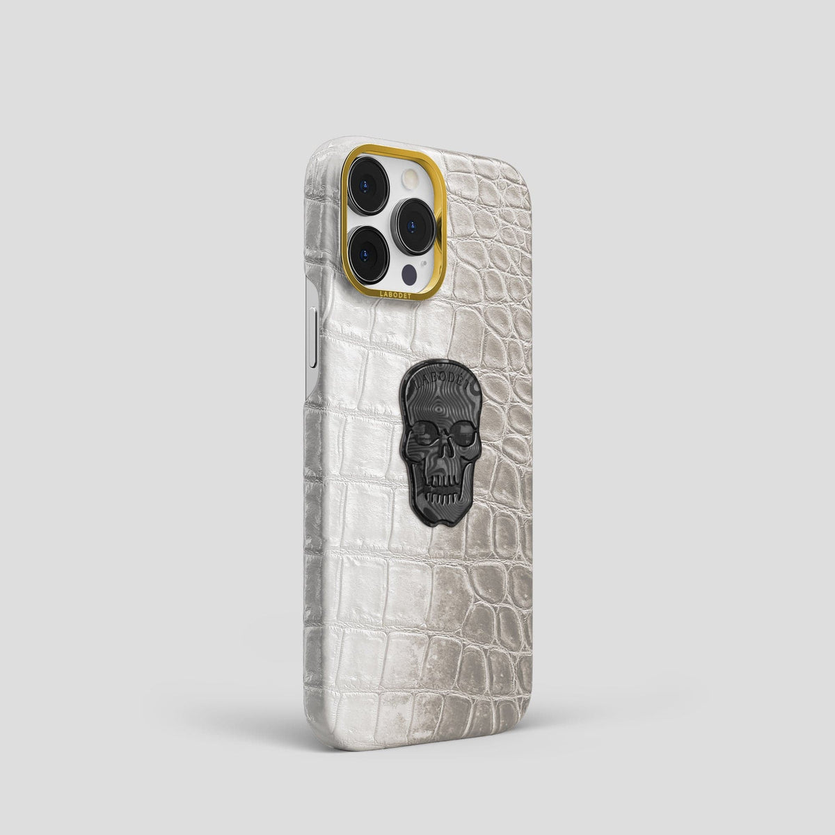 Grey iPhone 14 Pro Himalaya Classic Case with Gold Metal -2 | Grey-Gold