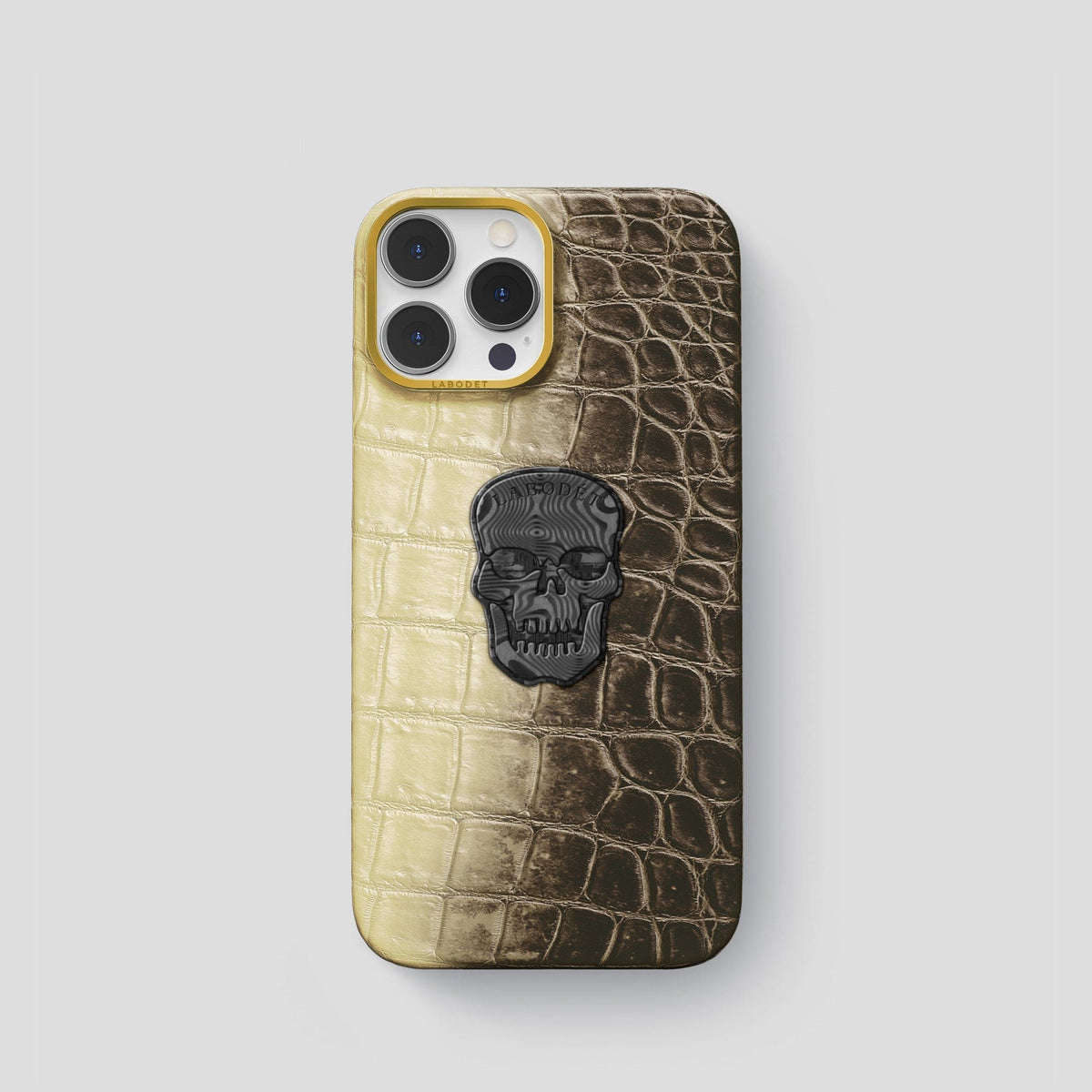 Natural iPhone 14 Pro Himalaya Classic Case with Gold Metal -1 | Natural-Gold