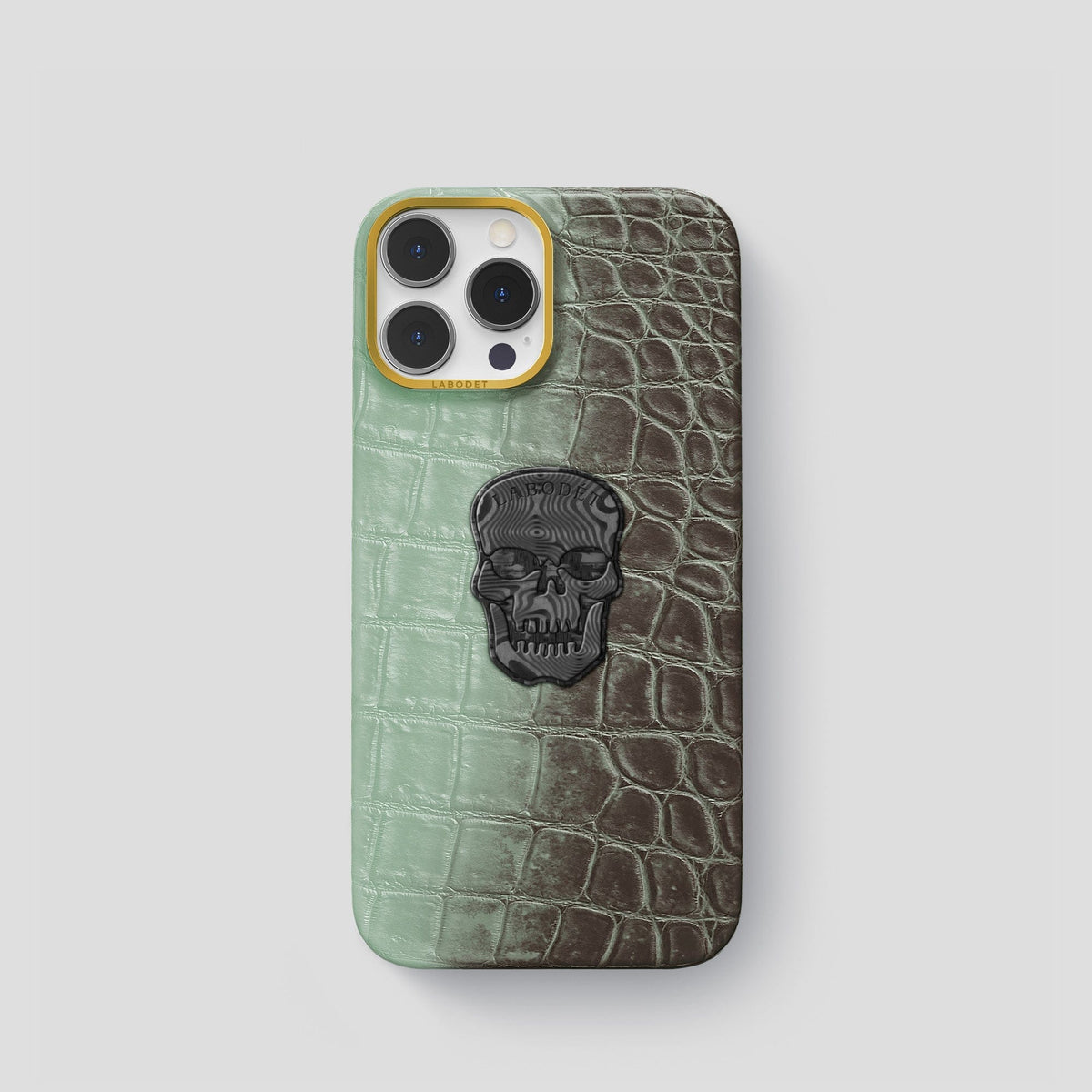 Pistachio iPhone 15 Pro Himalaya Classic Case with Gold Metal -1 | Pistachio-Gold