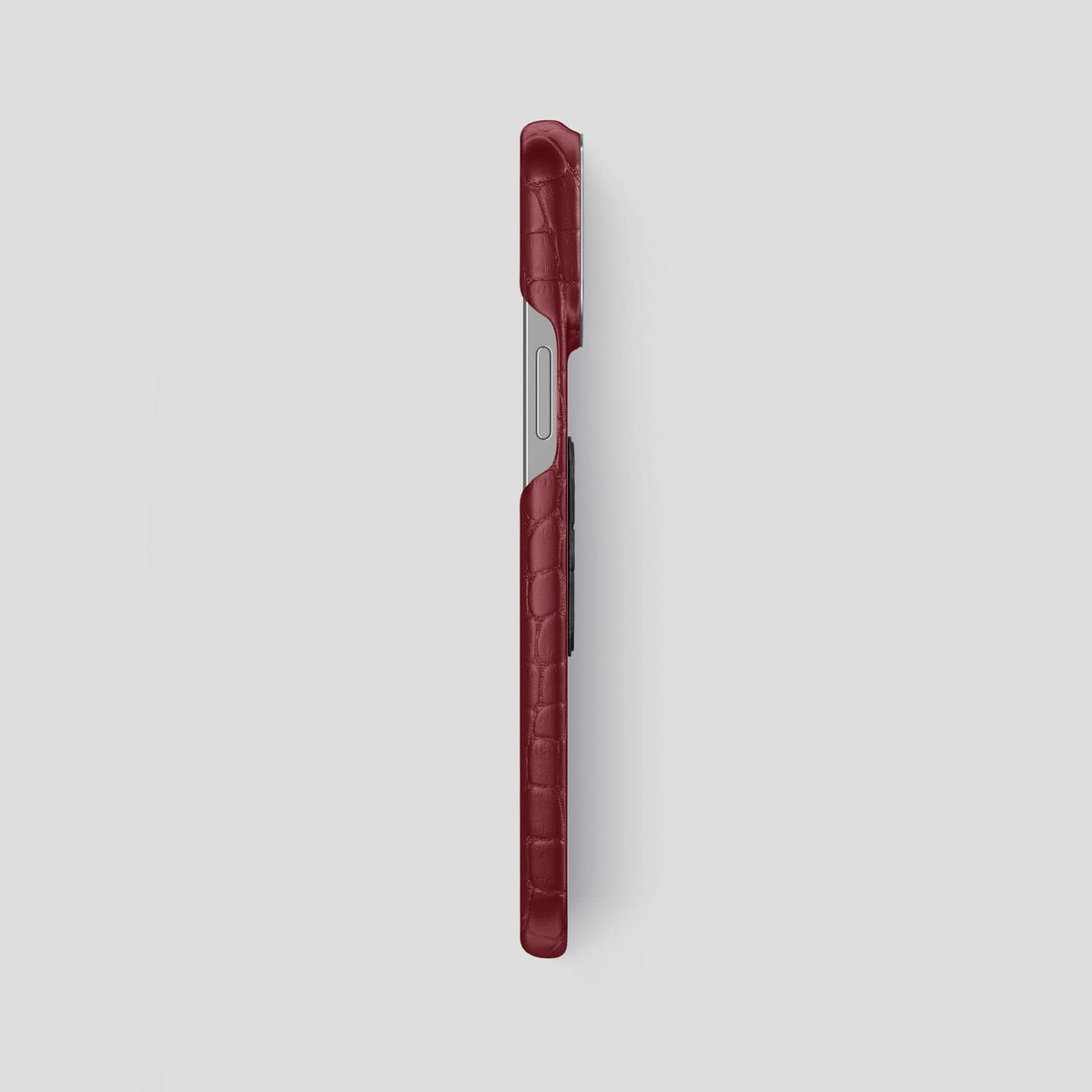 Burgundy iPhone 14 Pro Max Classic Case Alligator with Steel Metal -3 | Burgundy-Steel
