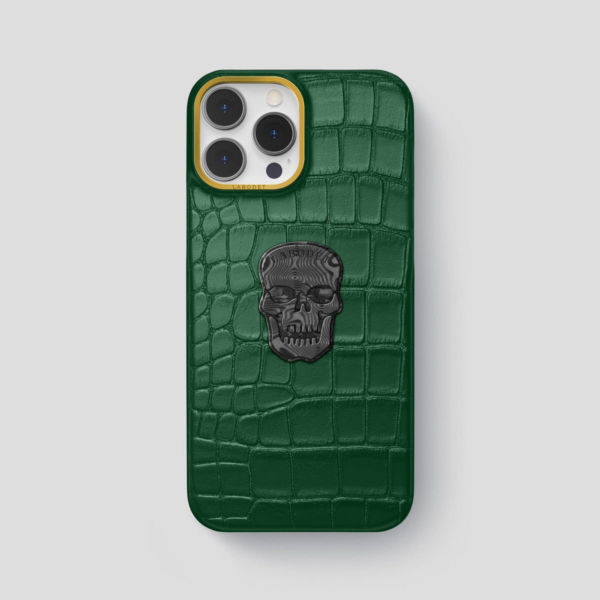 Forest-Green iPhone 14 Pro Max Classic Case Alligator with Gold Metal -1 | Forest-Green-Gold