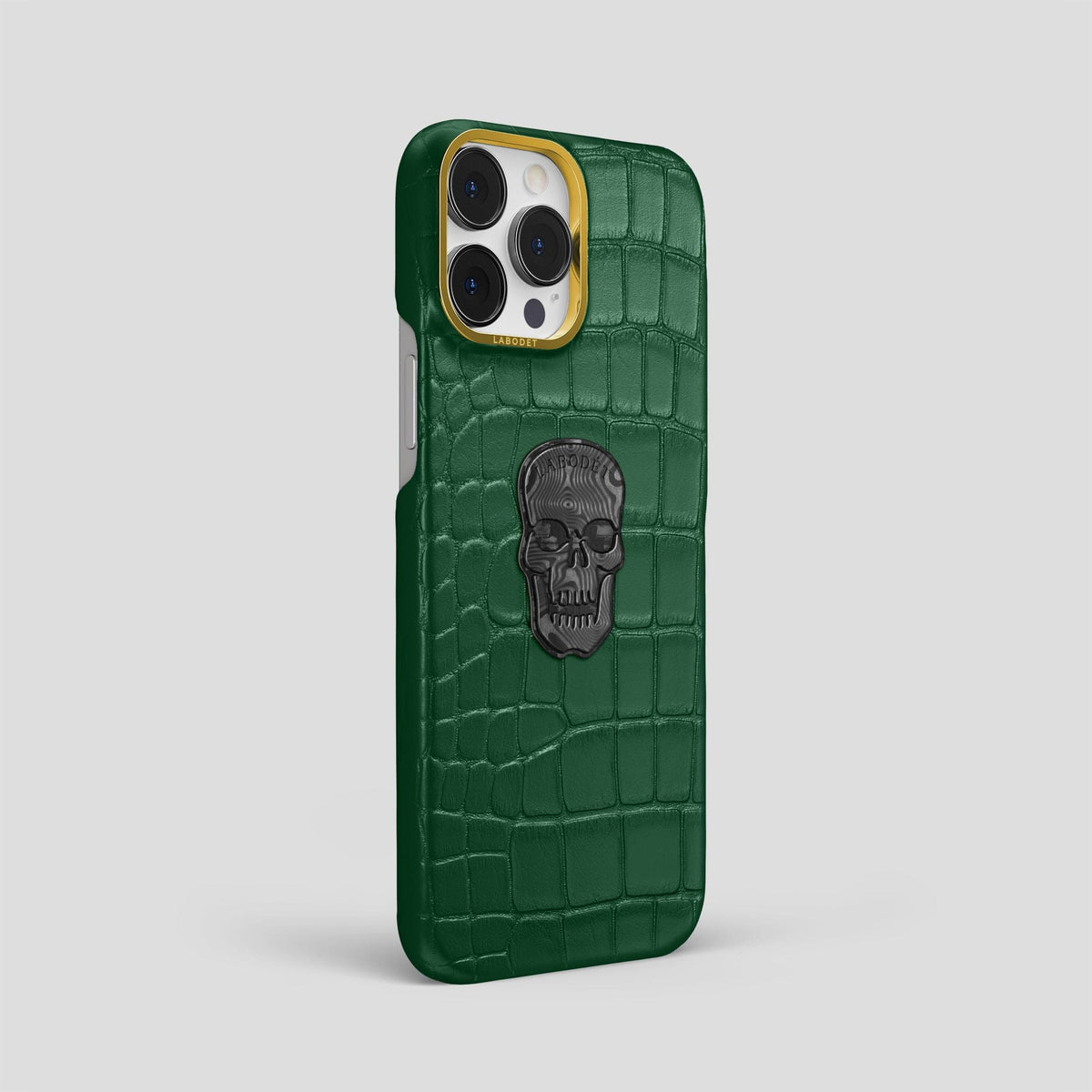 Forest-Green iPhone 14 Pro Max Classic Case Alligator with Gold Metal -2 | Forest-Green-Gold