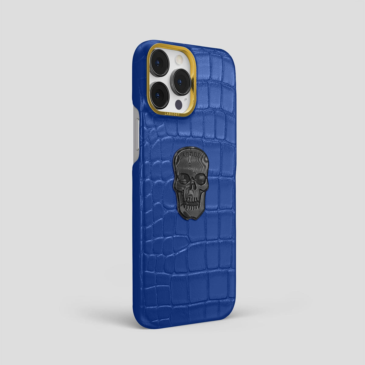 Royal Blue iPhone 14 Pro Max Classic Case Alligator with Gold Metal -2 | Royal-Blue-Gold