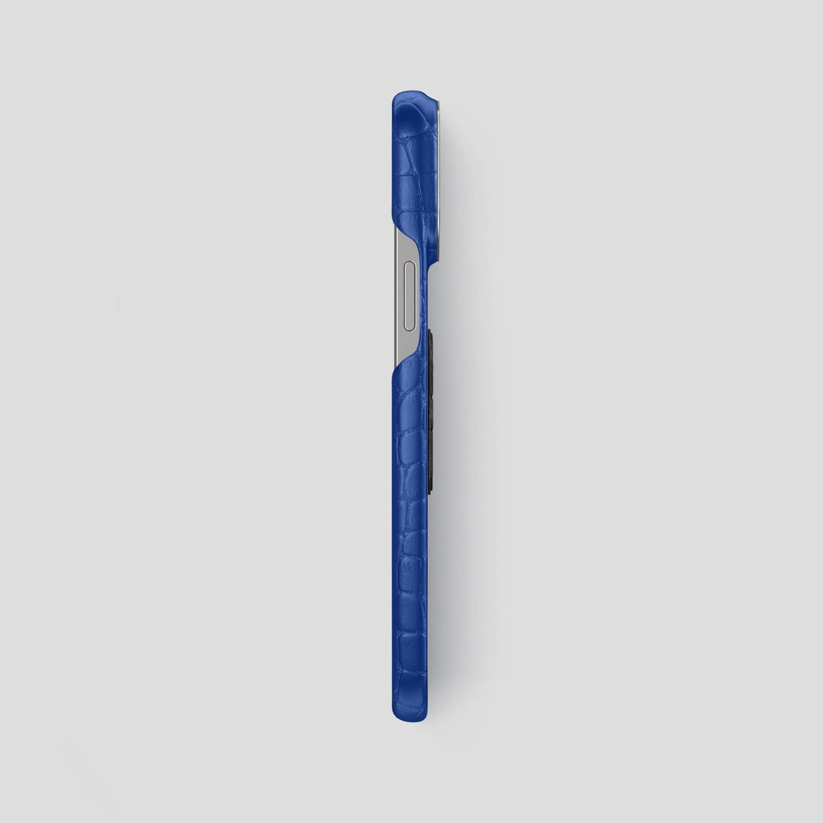 Royal Blue iPhone 14 Pro Max Classic Case Alligator with Steel Metal -3 | Royal-Blue-Steel