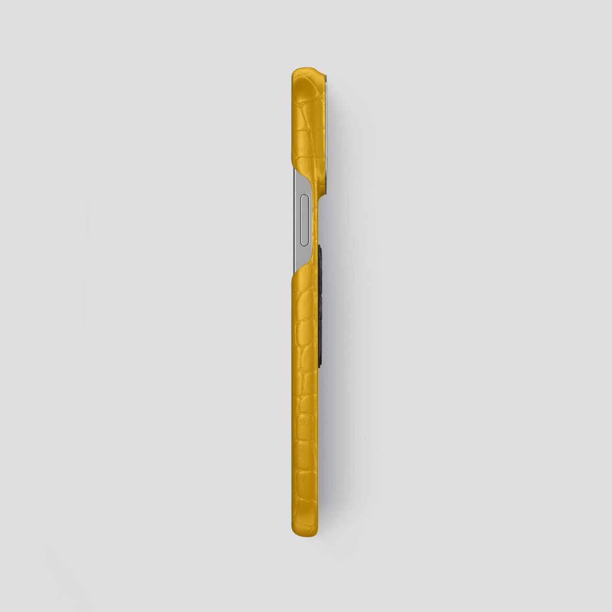 Yellow iPhone 14 Pro Max Classic Case Alligator with Steel Metal -3 | Yellow-Steel