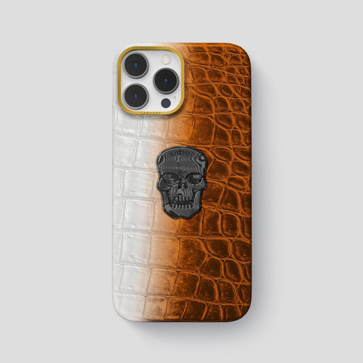 Orange iPhone 14 Pro Max Himalaya Classic Case with Gold Metal -1 | Orange-Gold