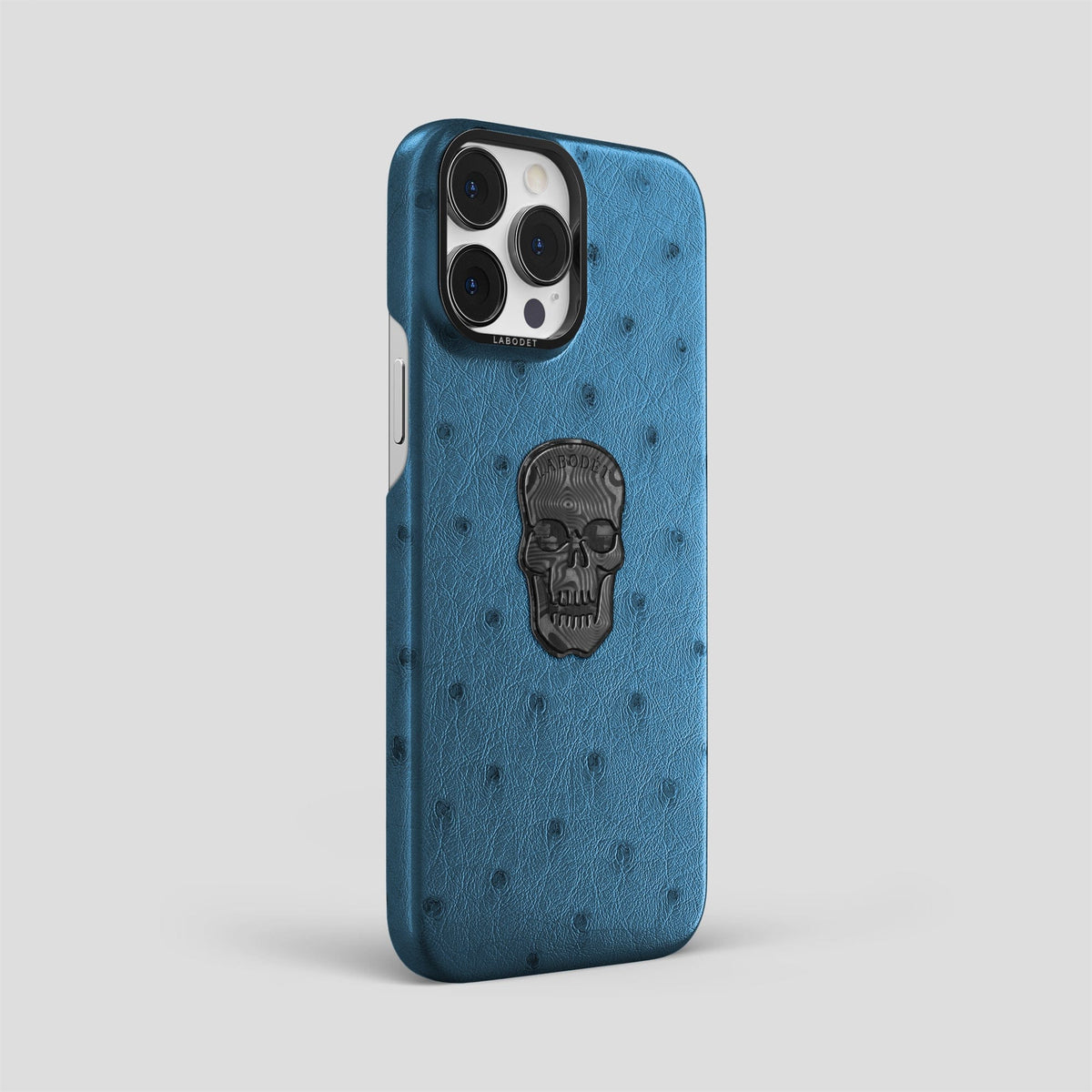 Blue-Jeans iPhone 13 Pro Max Classic Case Ostrich with Black Metal -2 | Blue-Jeans-Black