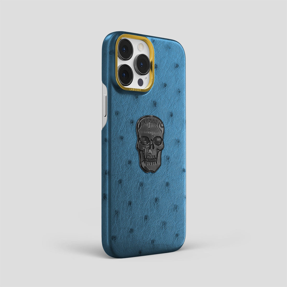 Blue-Jeans iPhone 13 Pro Max Classic Case Ostrich with Gold Metal -2 | Blue-Jeans-Gold