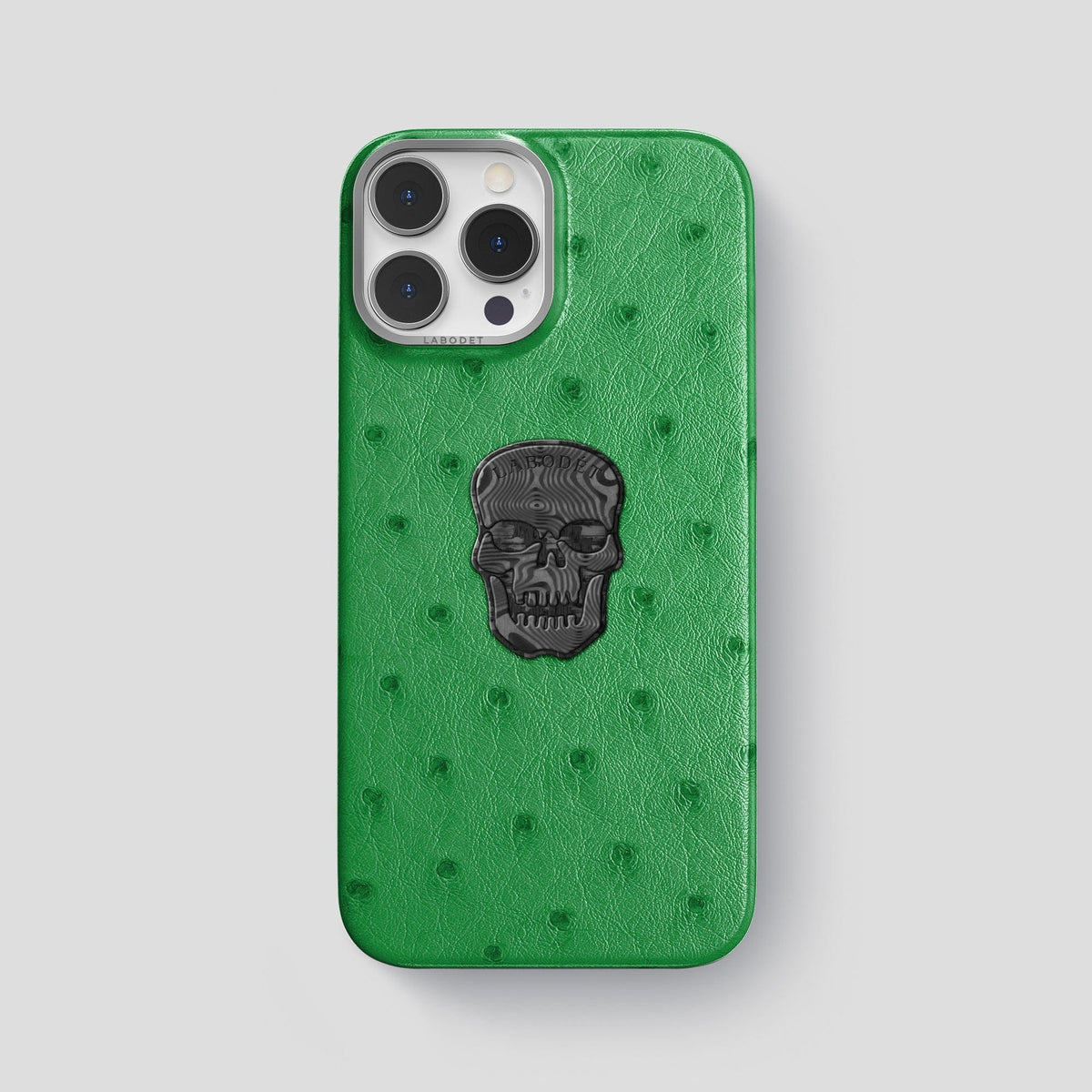 Kentucky Green iPhone 15 Pro Max Classic Case Ostrich with Steel Metal -1 | Kentucky-Green-Steel