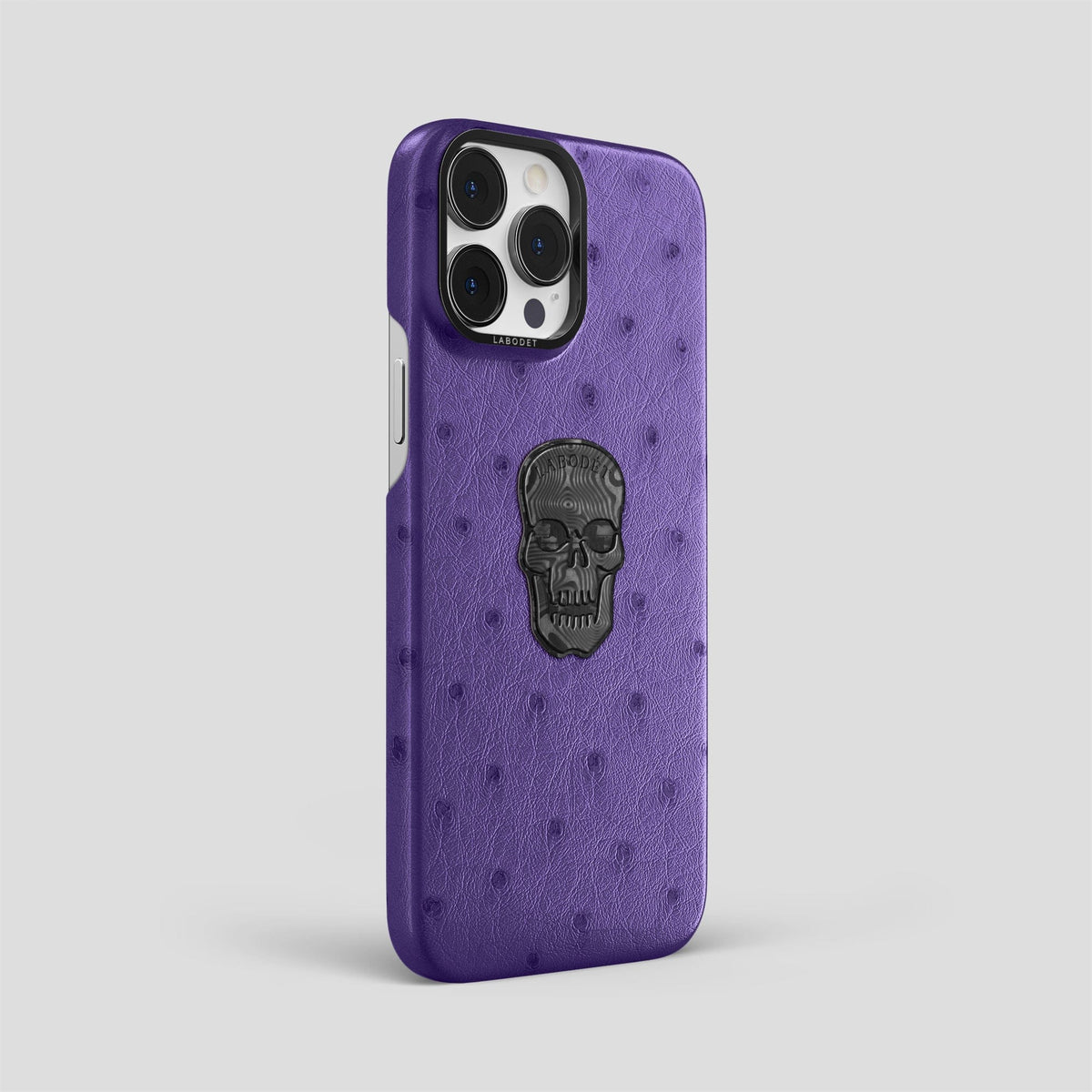 Purple iPhone 14 Pro Max Classic Case Ostrich with Black Metal -2 | Purple-Black