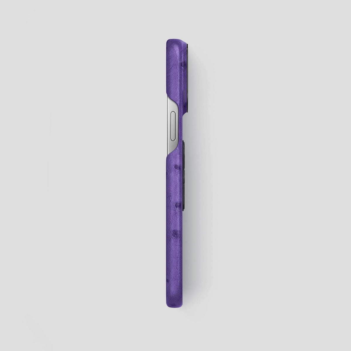 Purple iPhone 14 Pro Max Classic Case Ostrich with Black Metal -3 | Purple-Black