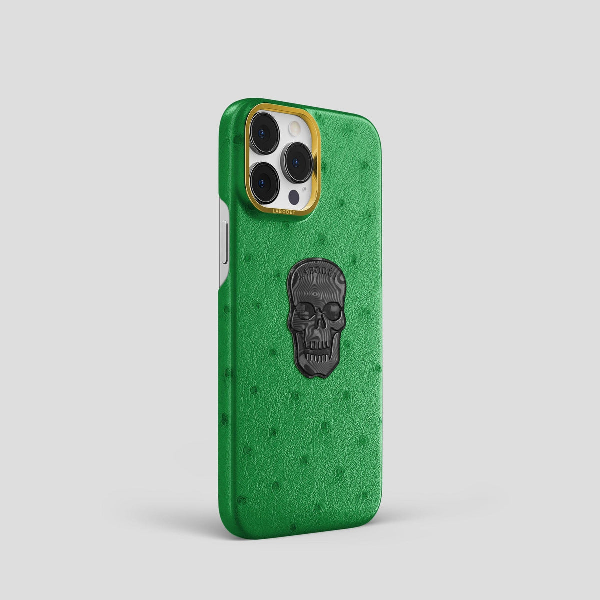 Kentucky Green iPhone 15 Pro Classic Case Ostrich with Gold Metal -2 | Kentucky-Green-Gold