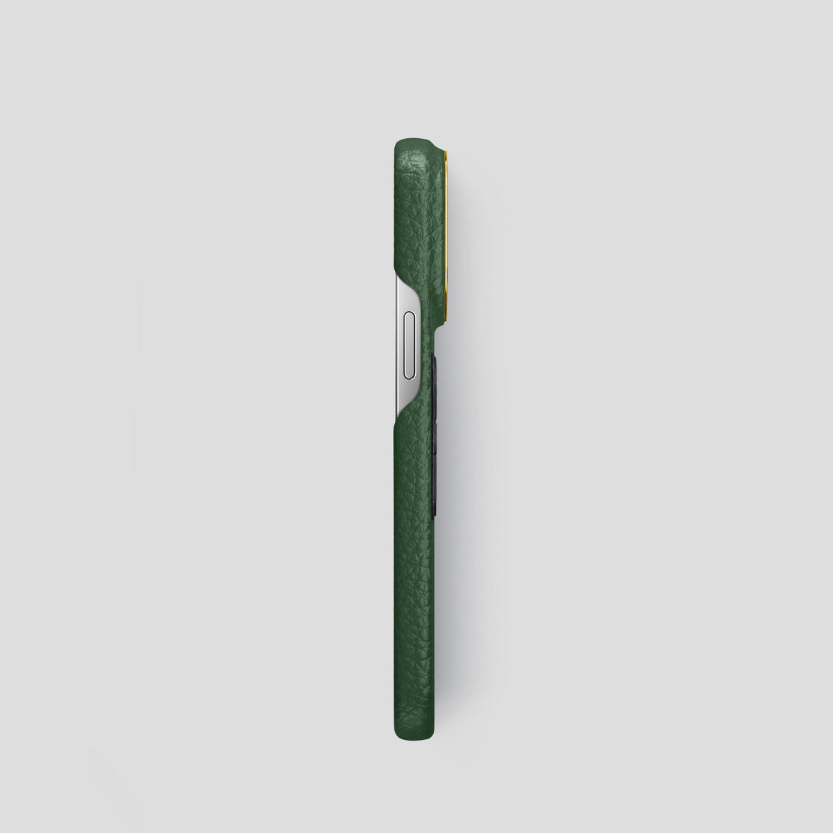 Dark Green iPhone 15 Pro Classic Case Calf with Gold Metal -3 | Dark-Green-Gold