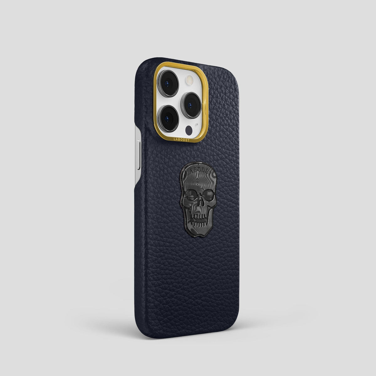 Marine iPhone 15 Pro Classic Case Calf with Gold Metal -2 | Marine-Gold