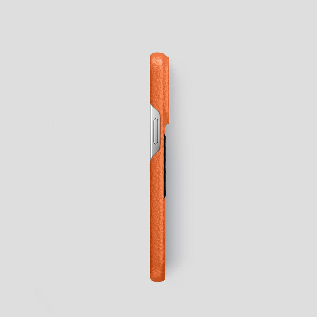 Orange iPhone 15 Pro Classic Case Calf with Steel Metal -3 | Orange-Steel