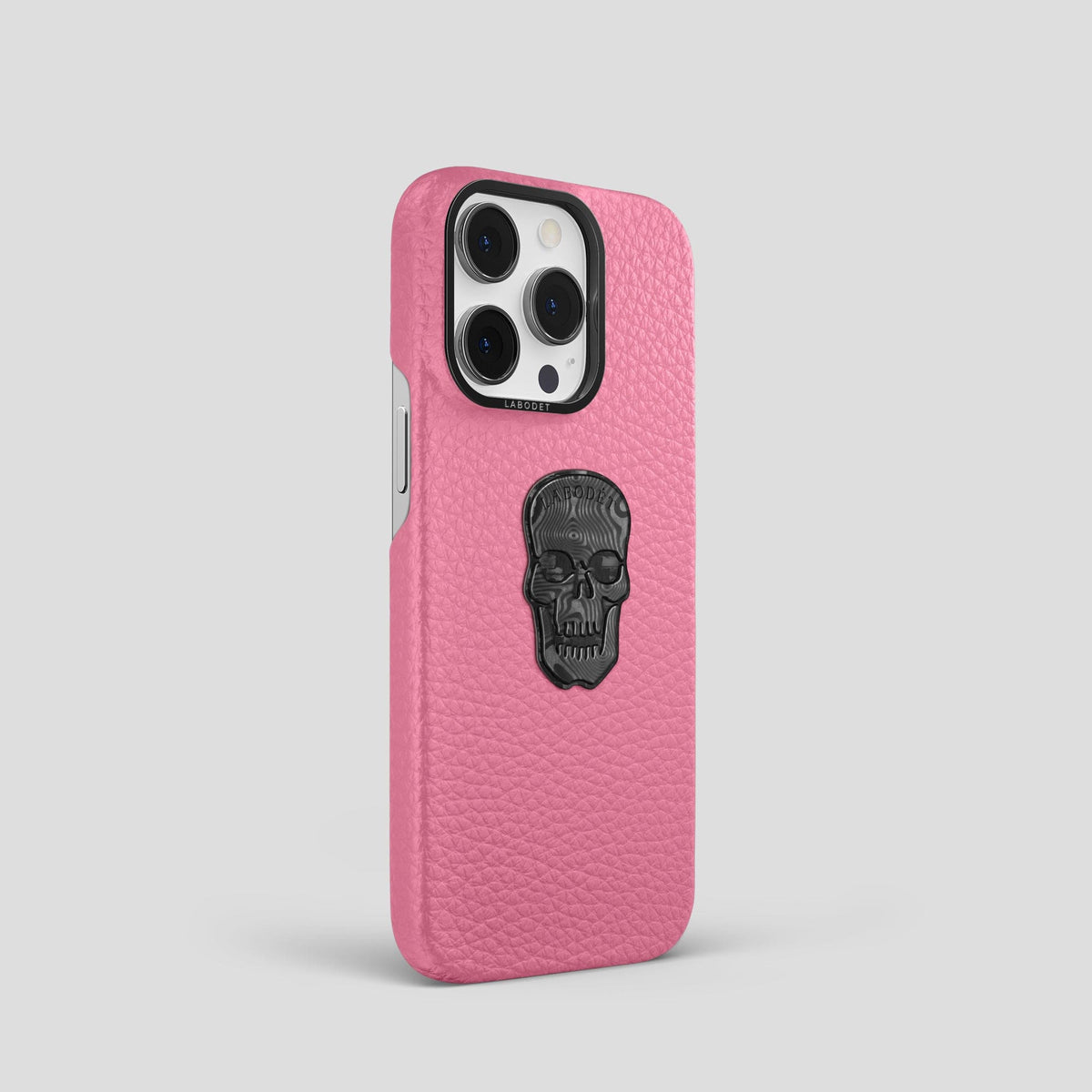 Pink iPhone 15 Pro Classic Case Calf with Black Metal -2 | Pink-Black
